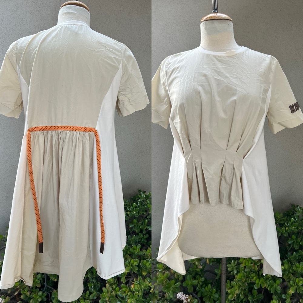 ZARA tunic cut out top white beige Sz Xs-S Art & Deco Pottery by Jessic Hans